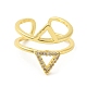 Треугольные латунные кольца-манжеты с микропаве и прозрачным цирконием для женщин RJEW-G311-01C-G-2