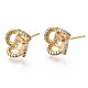 Латунные микро-паве прозрачные серьги-гвоздики из циркония KK-S360-005-NF-1