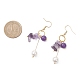 2 пара серег-подвесок с натуральным аметистом и лазуритом EJEW-JE06829-5