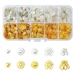 1180 шт., 10 стиля, колпачки из железных бусин, золотой и серебряный, 6~11x1~8 мм, отверстие : 1~1.5 мм