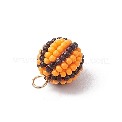 Подвески из стеклянных бусин ручной работы из нейлоновой проволоки с круглыми стеклянными бусинами и штифтами с плоской головкой из нержавеющей стали 304 PALLOY-MZ00506