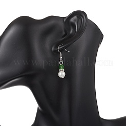 Круглые стеклянные серьги-подвески с жемчужинами и стеклянными бусинами EJEW-JE06718