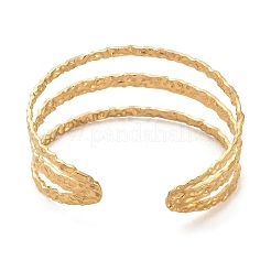 Браслеты-манжеты из нержавеющей стали 304 с тройными линиями BJEW-G694-09G