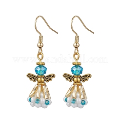 Серьги-подвески из стеклянных бусин ручной работы в виде ангела для женщин&nbsp;EJEW-MZ00395-05