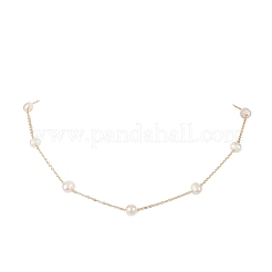 Колье-цепочка из натурального жемчуга и бисера NJEW-JN04345