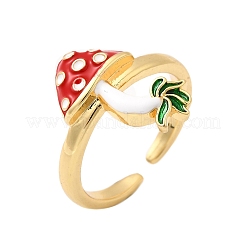 Латунные эмалевые регулируемые открытые манжеты для женщин&nbsp;RJEW-I111-10G-01