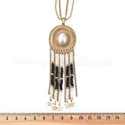 Овальные подвески из богемной нержавеющей стали 304 и искусственного жемчуга NJEW-Z061-10G-02