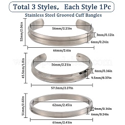 Изготовление рифленого браслета из нержавеющей стали 304 и 201 в 3 стилях 3шт. BJEW-SC0001-16