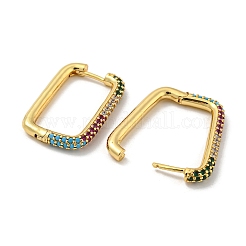 Серьги-кольца из латуни с микро-паве из фианита EJEW-L240-C-G