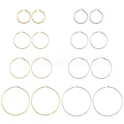 4 пара серег-колец из нержавеющей стали 4 стилей&nbsp;EJEW-YW0001-14G