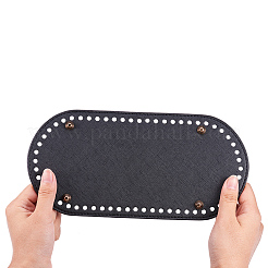 Искусственная кожа овальное длинное дно для вязания сумки FIND-WH0032-01A