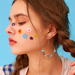 3 пара серег-колец в 3 стилях из богемского стекла и акриловых бусин&nbsp;EJEW-AN0002-95