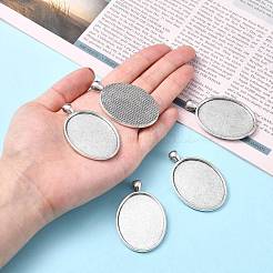 Тибетский стиль овальный сплава сеттинги кабошон большой кулон TIBEP-Q045-051AS-RS