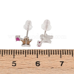 925 стерлингового серебра кубического циркония серьги стержня EJEW-F394-01A-P