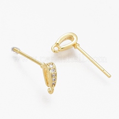 Латунные микро-паве прозрачные серьги-гвоздики из циркония ZIRC-L098-039G