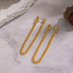 Минималистичные серьги-гвоздики из нержавеющей стали 304 с цепочкой якорного плетения и кисточкой&nbsp;UW3398