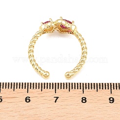 Латунные микропаве кубические цирконии манжеты открытые кольца для женщин&nbsp;RJEW-C153-04G