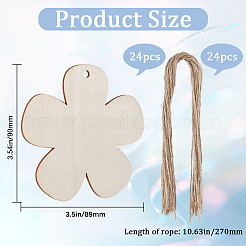 24 шт. подвески из необработанного дерева и пеньковая веревка FIND-WH20020-26A