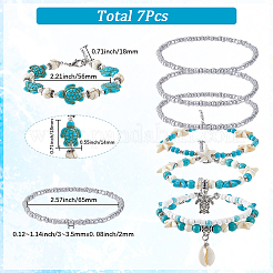 7шт набор браслетов из ракушек каури из нескольких нитей BJEW-SC0001-50