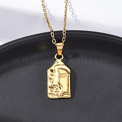 Абстрактные лица 304 нержавеющая сталь кулон ожерелья NJEW-H059-25G