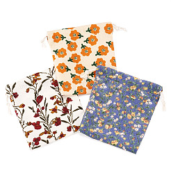 6 шт. двухцветные полиэстеровые сумки для хранения с цветочным принтом&nbsp;ABAG-TA0001-24
