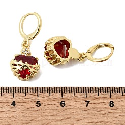 Серьги-кольца из латуни с микропаве из кубического циркония в форме сердца&nbsp;EJEW-P333-10A-G