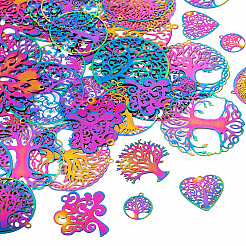 48 шт. 12 шт. филигранные подвески из нержавеющей стали 201 STAS-BY0001-21