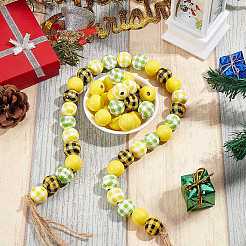 Расписные бусы из натурального дерева WOOD-SZ0001-09