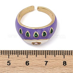 Кольца-манжеты из латуни с микропаве из прозрачного кубического циркония и эмалью для женщин&nbsp;RJEW-L113-040G