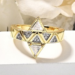 Латунные кольца из манжеты с прозрачным цирконием&nbsp;RJEW-U035-10GP