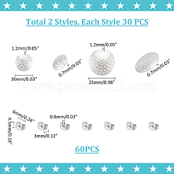 60 шт. фурнитура для сережек-гвоздиков из нержавеющей стали 304 2 размера STAS-UN0052-43