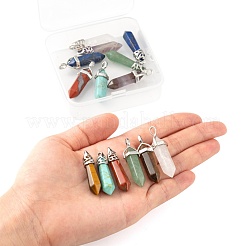 14 шт. 14 стиля чакра натуральные и синтетические драгоценные камни заостренные подвески G-LS0001-76