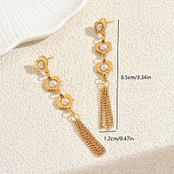 Серьги-гвоздики с кисточками в форме сердца из нержавеющей стали GO8822