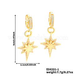 Серьги-кольца из латуни с прозрачным кубическим цирконием в форме звезды XZ2296-1