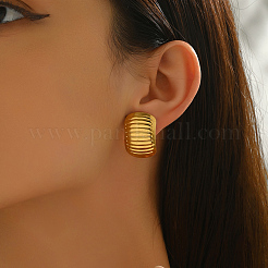 Минималистичные овальные серьги-гвоздики из нержавеющей стали в полоску UW8798