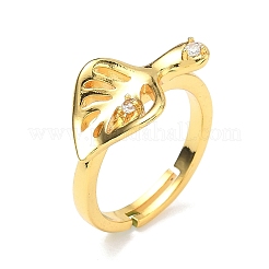 Регулируемые кольца для пальцев с микропаве из кубического циркония из латуни&nbsp;RJEW-P185-01G