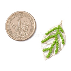 Подвески из стеклянных бусин ручной работы в форме листьев&nbsp;PALLOY-MZ00935-01