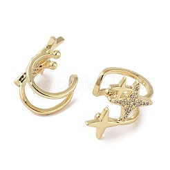 Серьги-каффы из латуни с микропаве и кубическим цирконием&nbsp;EJEW-E310-17G