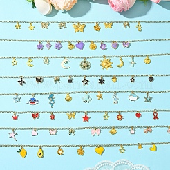 Звезда луна солнце 304 нержавеющая сталь кабель цепи ожерелья&nbsp;NJEW-FS00008