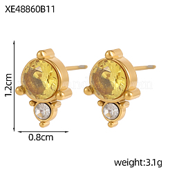 Серьги-гвоздики из нержавеющей стали 304 с кубическим цирконием&nbsp;STAS-OY009-15G