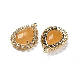 Подвески из натурального топаза и нефрита в форме капли&nbsp;G-I375-01G-03