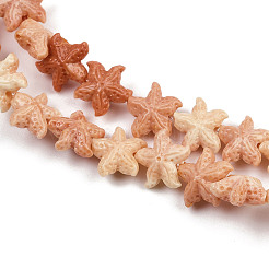 Нити резных бусин синтетического коралла&nbsp;SHEL-K007-18C