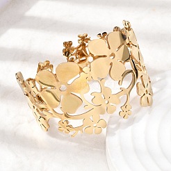 Браслеты-манжеты из нержавеющей стали 304 для женщин&nbsp;LS-BJEW-B166-01G