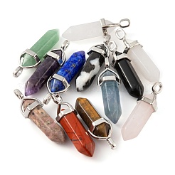 12 шт. 12 стиля натуральных драгоценных камней с двойным концом заостренные подвески G-LS0001-74