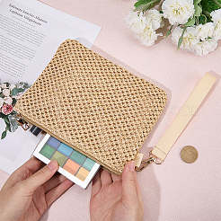 Плетеные соломенные косметички на молнии AJEW-WH20010-78C