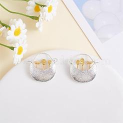 Двухцветные серьги-кольца из сплава с цветочной корзиной&nbsp;JE1086A