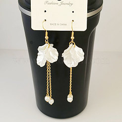 Серьги-подвески из пластика с цветочным сплавом&nbsp;FS-WGB74E4-02