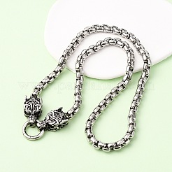 Двойная подвеска в виде головы волка из нержавеющей стали 304 с цепочкой-коробкой NJEW-C099-01