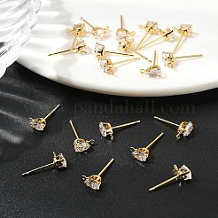 Фурнитура для сережек-гвоздиков в форме капли из латуни с прозрачным кубическим цирконием&nbsp;XGR0104G-116G