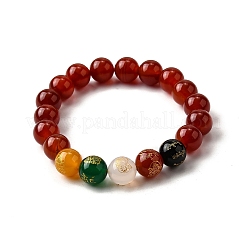 Браслеты из натурального сердолика с круглыми бусинами&nbsp;BJEW-M110-03B